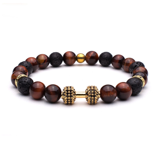 Minerální náramek FITNESS MEN z tygřího oka a lávových kamenů MN1145