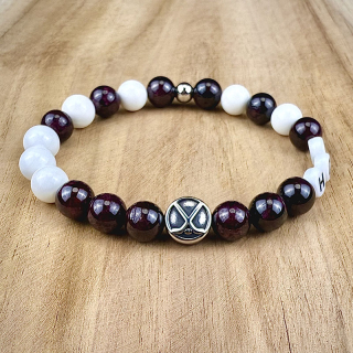 Minerální náramek HC SPARTA PRAHA z granátu a tridacny MN1147