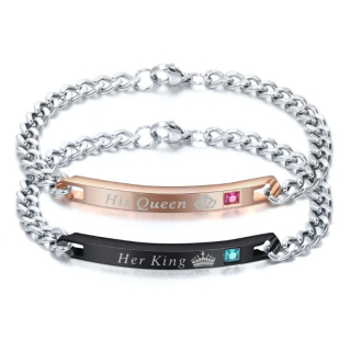 Náramky pro páry HER KING and HIS QUEEN MN3074
